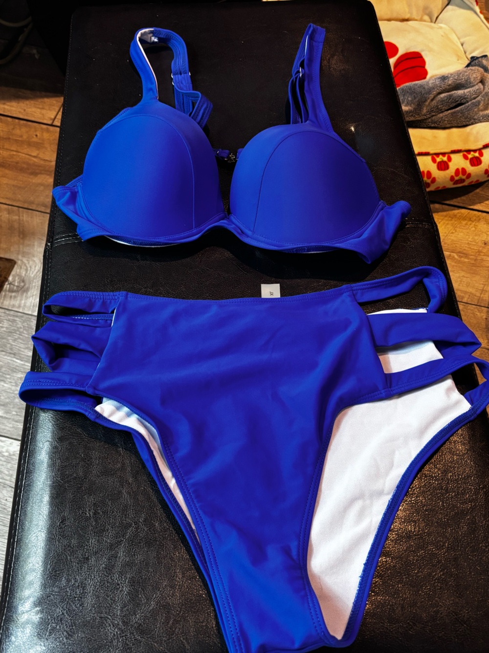 SHEIN Women's Royal Blue Strappy High-Waist Bikini Set
